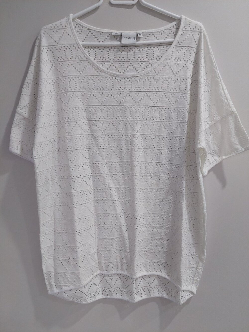 Junarose Women's Size 12/14 Eyelet Embroidery Tonic Top White